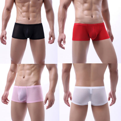 Men Mesh Boxer Briefs Sexy Breathable Comfortable Underwear, M, L, XL, XXL