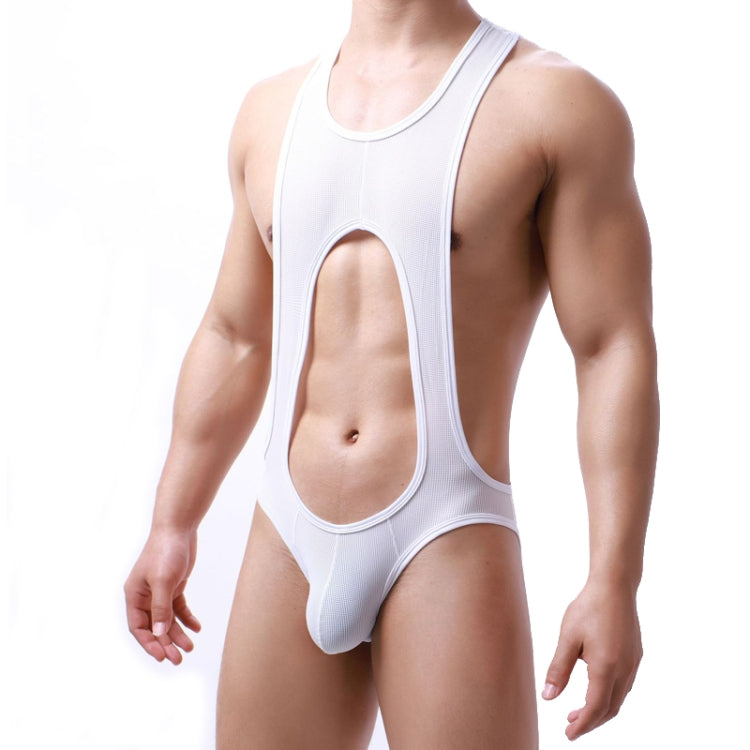 Men Fine Mesh Breathable One-piece Underwear Bodysuit, M, L, XL, XXL