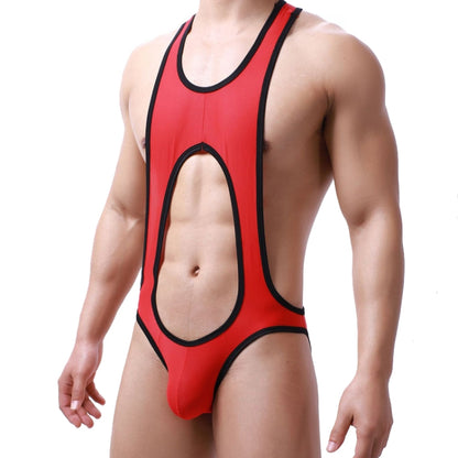 Men Fine Mesh Breathable One-piece Underwear Bodysuit, M, L, XL, XXL