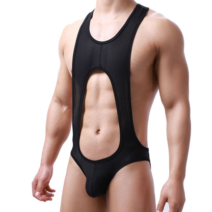 Men Fine Mesh Breathable One-piece Underwear Bodysuit, M, L, XL, XXL