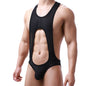 Men Fine Mesh Breathable One-piece Underwear Bodysuit, M, L, XL, XXL