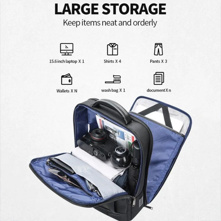 Bopai 61-51011 Large-Capacity Waterproof Business Laptop Backpack With USB+Type-C Port, 61-51011