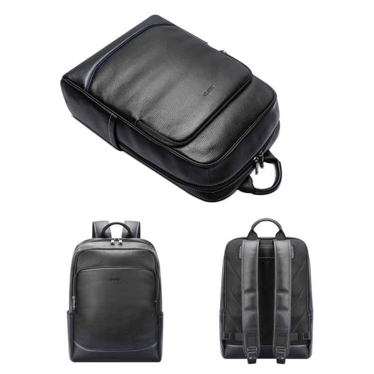 Bopai 61-121671A Top-Layer Cowhide Large-Capacity Casual Business Laptop Backpack