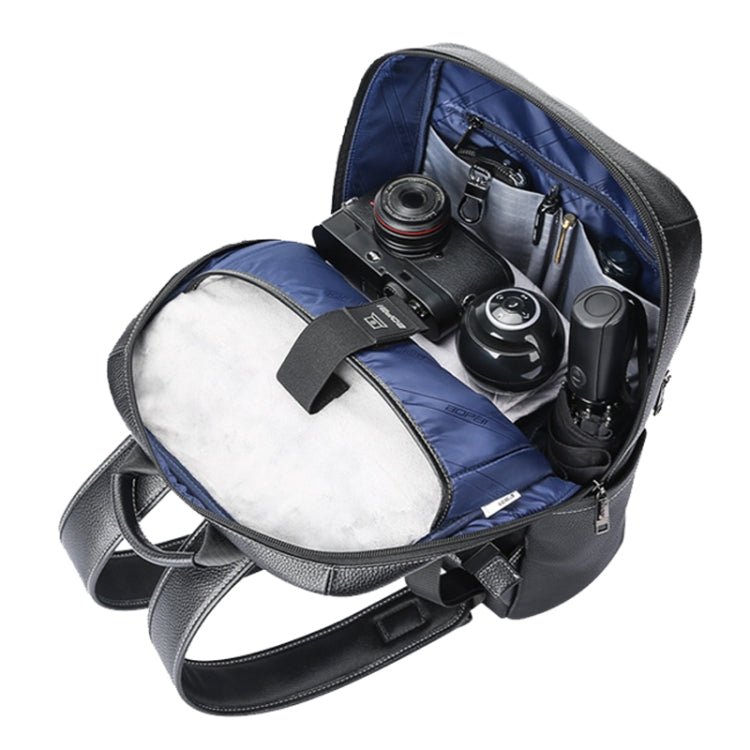 Bopai 61-121671A Top-Layer Cowhide Large-Capacity Casual Business Laptop Backpack