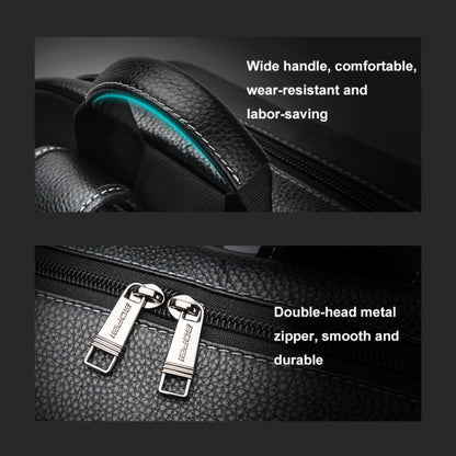 Bopai 61-121671A Top-Layer Cowhide Large-Capacity Casual Business Laptop Backpack