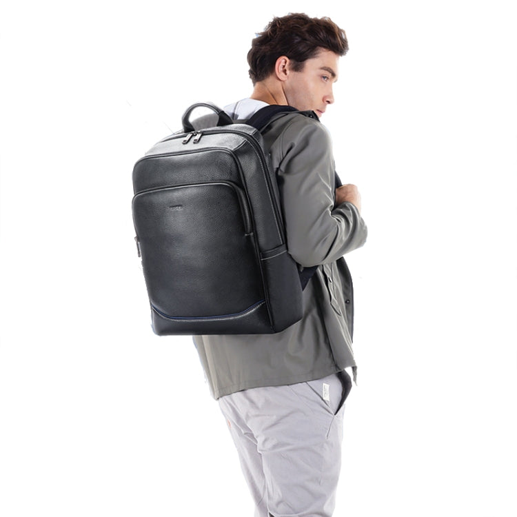 Bopai 61-121671A Top-Layer Cowhide Large-Capacity Casual Business Laptop Backpack