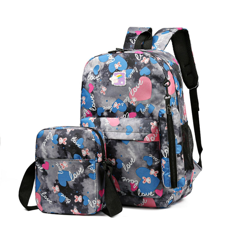 3pcs /Set Sweet Casual Travel Backpack Large Capacity Primary and Secondary School Students Schoolbag