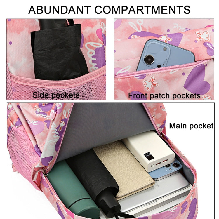 3pcs /Set Sweet Casual Travel Backpack Large Capacity Primary and Secondary School Students Schoolbag