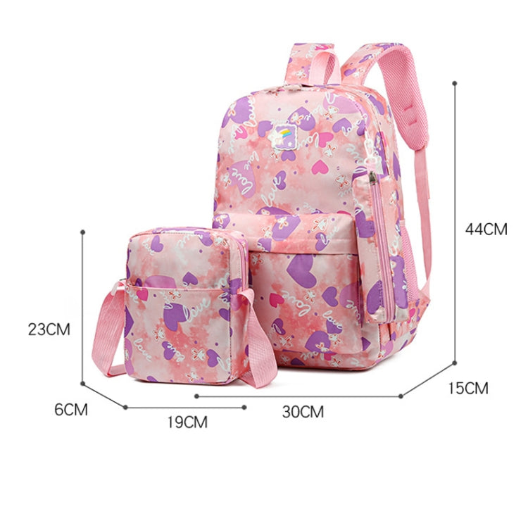 3pcs /Set Sweet Casual Travel Backpack Large Capacity Primary and Secondary School Students Schoolbag