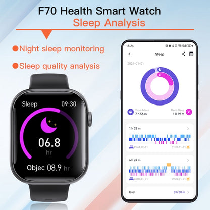 F70  2.1 Inch Screen Smart Watch With Blood Sugar/Blood Oxygen Monitoring /SOS Alarm/100+ Sports Modes, Black Silicone, Black Pink, Black Gray, Black 3-bead Steel, Black Milan, Black Leather, Black Brown Leather, Black Bamboo, Black SIlver 3-bead