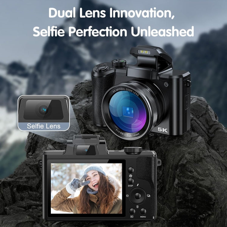 DC206X 5K/30FPS 3.2-Inch 5X Optical Zoom Front And Rear Dual-Camera HD Digital Camera, EU Plug, US Plug, UK Plug