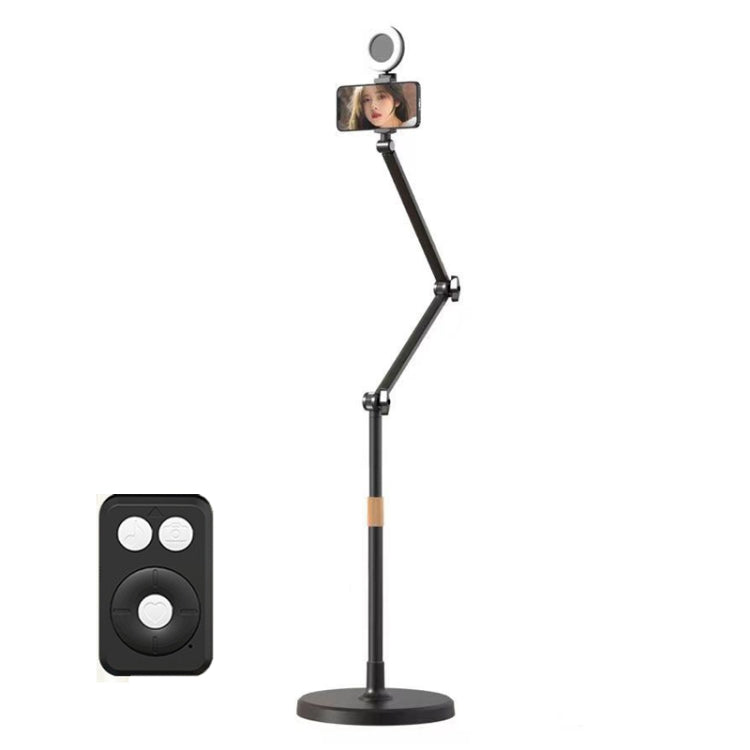 1.7m Mobile Phone Floor Stand Overhead Shooting Holder Retractable Lazy Support, Only Stand, With Fill Light, With Remote Control, With Control+Light