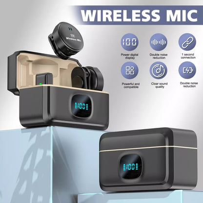 Wireless Lavalier Button Microphone With Magnetic Suction & Back Clip Design, 8 Pin, USB-C / Type-C