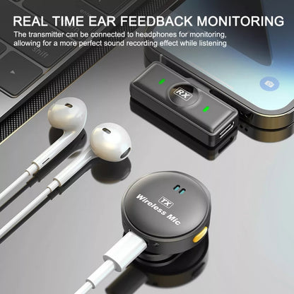 Wireless Lavalier Button Microphone With Magnetic Suction & Back Clip Design, 8 Pin, USB-C / Type-C