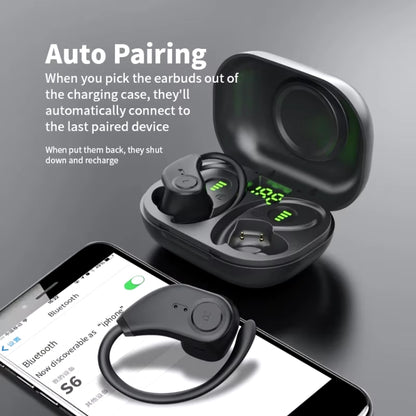 Bluedio S6 Sports Wireless Stereo Bluetooth Earphones With Battery Level Display Charging Bin, S6