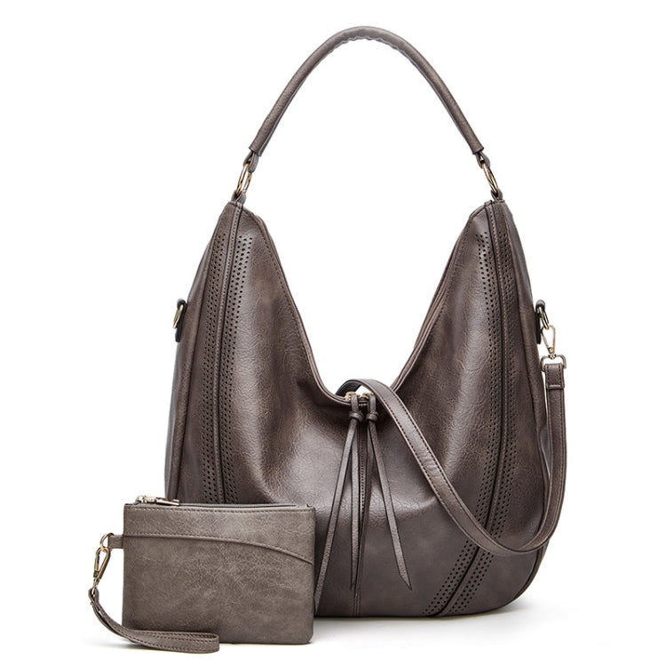 Women Large Capacity Tote Bag PU Leather Shoulder Bag, Light Gray, Black, Brown, 2 In 1 Light Gray, 2 In 1 Black, 2 In 1 Brown