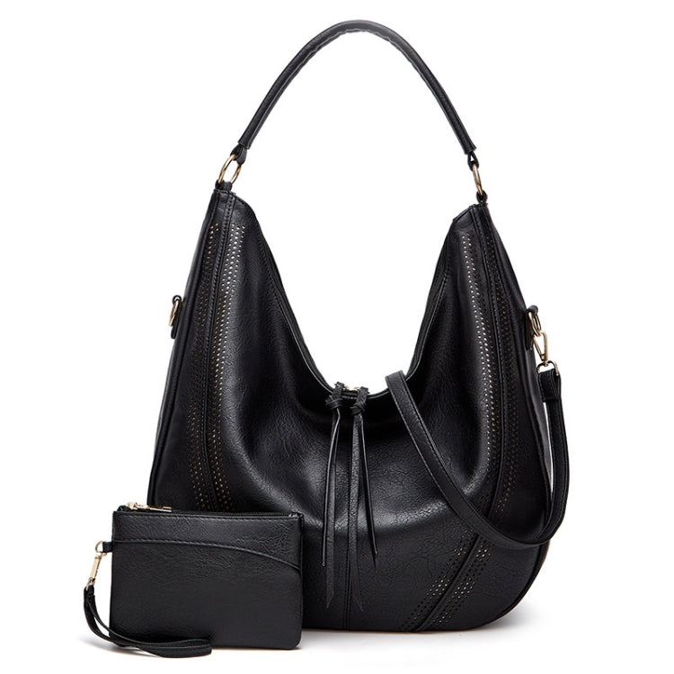 Women Large Capacity Tote Bag PU Leather Shoulder Bag, Light Gray, Black, Brown, 2 In 1 Light Gray, 2 In 1 Black, 2 In 1 Brown