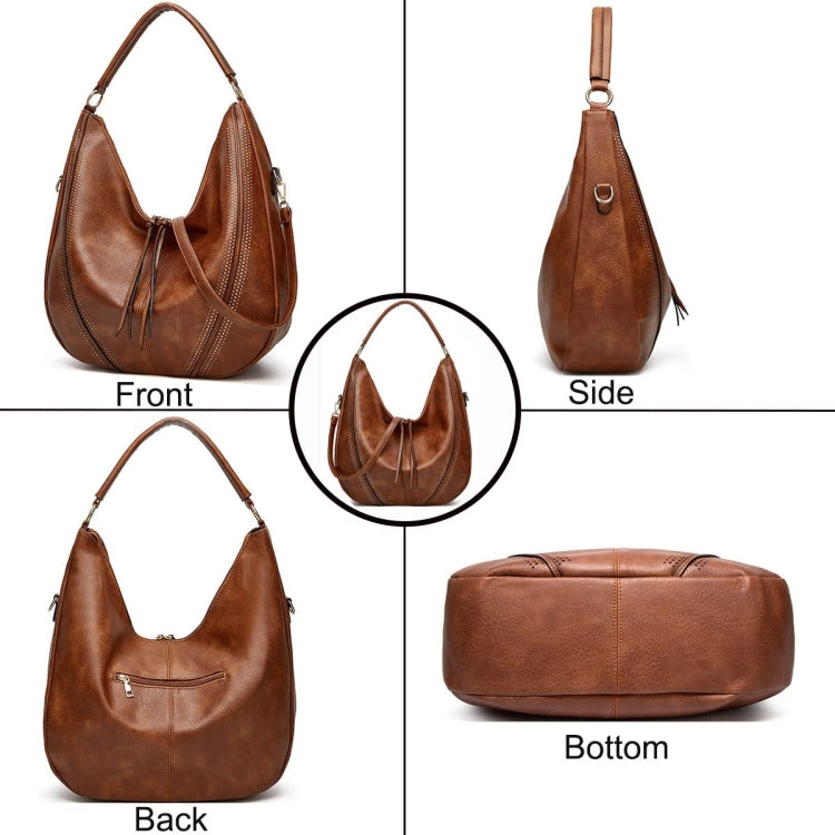 Women Large Capacity Tote Bag PU Leather Shoulder Bag, Light Gray, Black, Brown, 2 In 1 Light Gray, 2 In 1 Black, 2 In 1 Brown