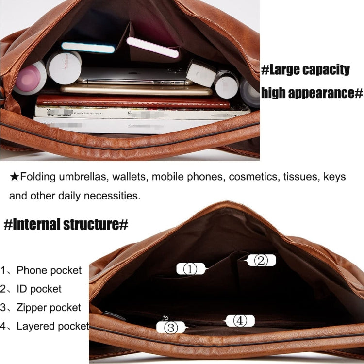 Women Large Capacity Tote Bag PU Leather Shoulder Bag, Light Gray, Black, Brown, 2 In 1 Light Gray, 2 In 1 Black, 2 In 1 Brown