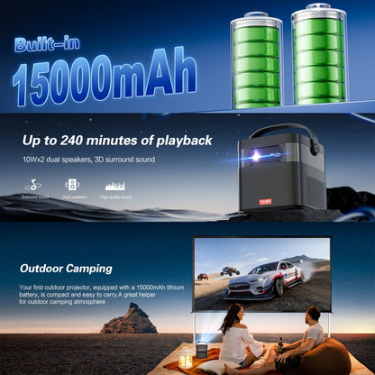 TOUMEI M2 Built-In Large Capacity Battery Outdoor Projector Handheld Portable Projection, US Plug, UK Plug, EU Plug