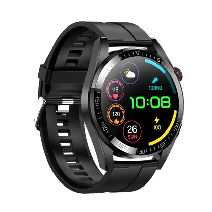 1.43 inch AMOLED Screen Smartwatch Heart Rate Blood Pressure Monitoring Bluetooth Talking Sports Watch, Black Silicone Strap, Silver Orange Silicone Strap, Black Leather Strap, Silver Leather Strap