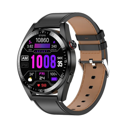 1.43 inch AMOLED Screen Smartwatch Heart Rate Blood Pressure Monitoring Bluetooth Talking Sports Watch, Black Silicone Strap, Silver Orange Silicone Strap, Black Leather Strap, Silver Leather Strap