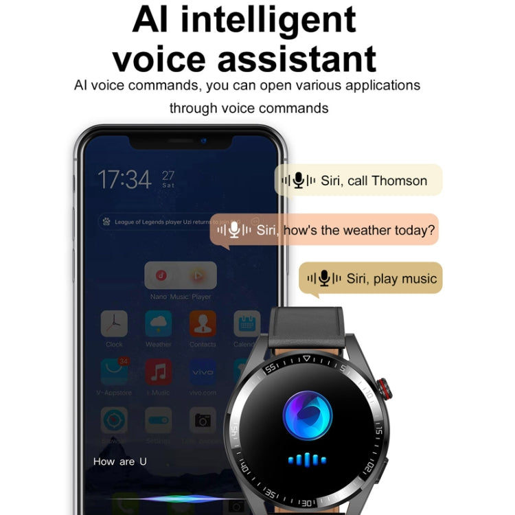 1.43 inch AMOLED Screen Smartwatch Heart Rate Blood Pressure Monitoring Bluetooth Talking Sports Watch, Black Silicone Strap, Silver Orange Silicone Strap, Black Leather Strap, Silver Leather Strap