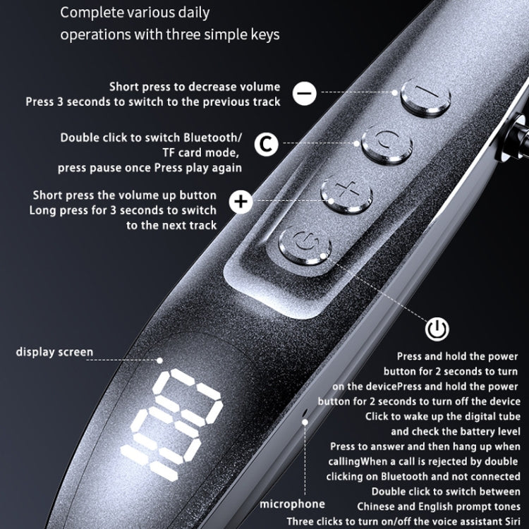 M518P Running Sports Long Standby Semi-In-Ear Neck-Hanging Digital Bluetooth Earphone