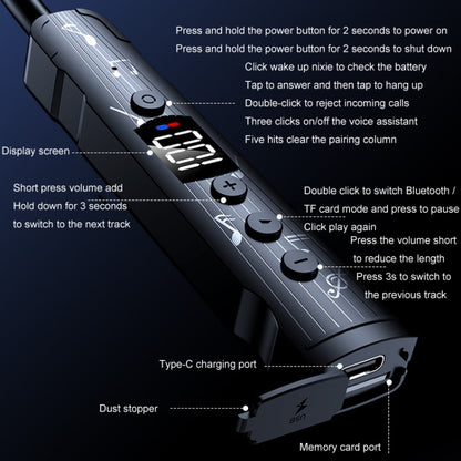 M226 Neck-Hanging In-Ear Pentatone Wired Sports Digital Display Bluetooth Earphone