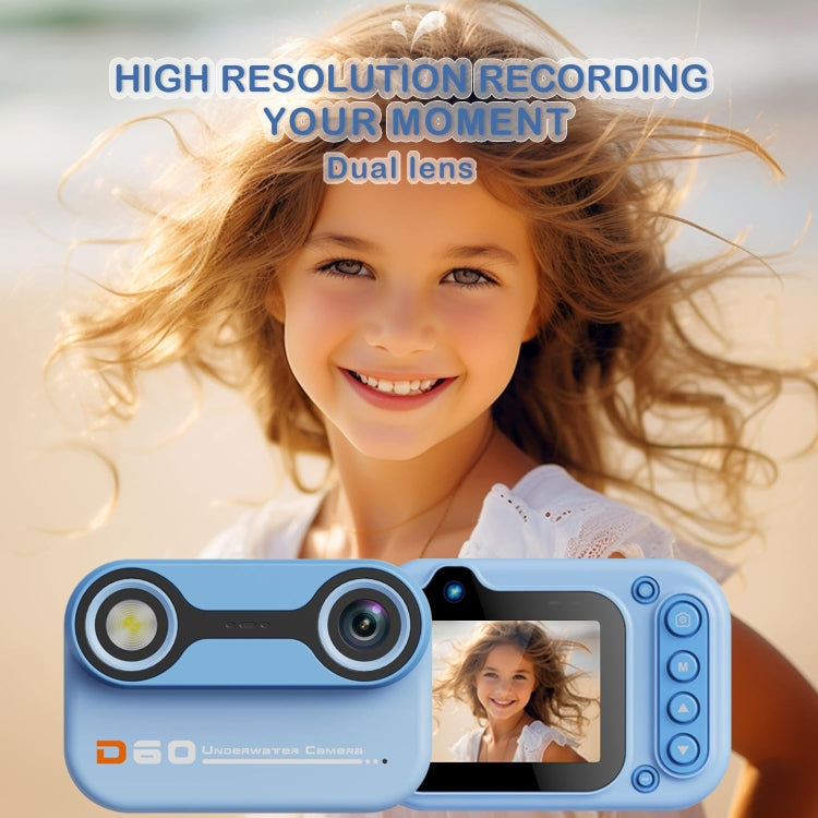 D60 3m Waterproof 2K HD 10X 2.4-inch Outdoor Photo Video Recording Children Mini Camera