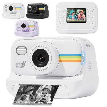 2.0-Inch LED Flash 1080P HD Recording Photo Printing Camera With 3-Rolls Paper, White, White+32G, Black, Black+32G, Purple+32G, Purple