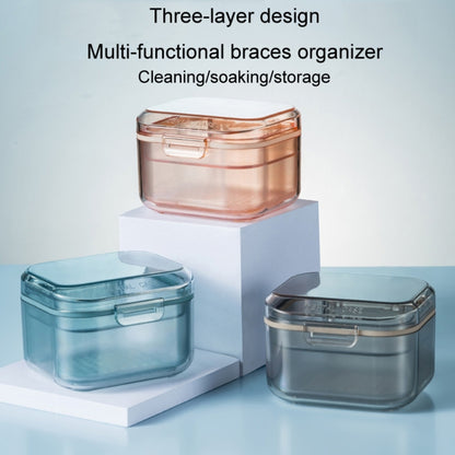 3-layer Denture Case Invisible Orthodontic Retainer Storage Box Drainage Layered Braces Cleaning Box