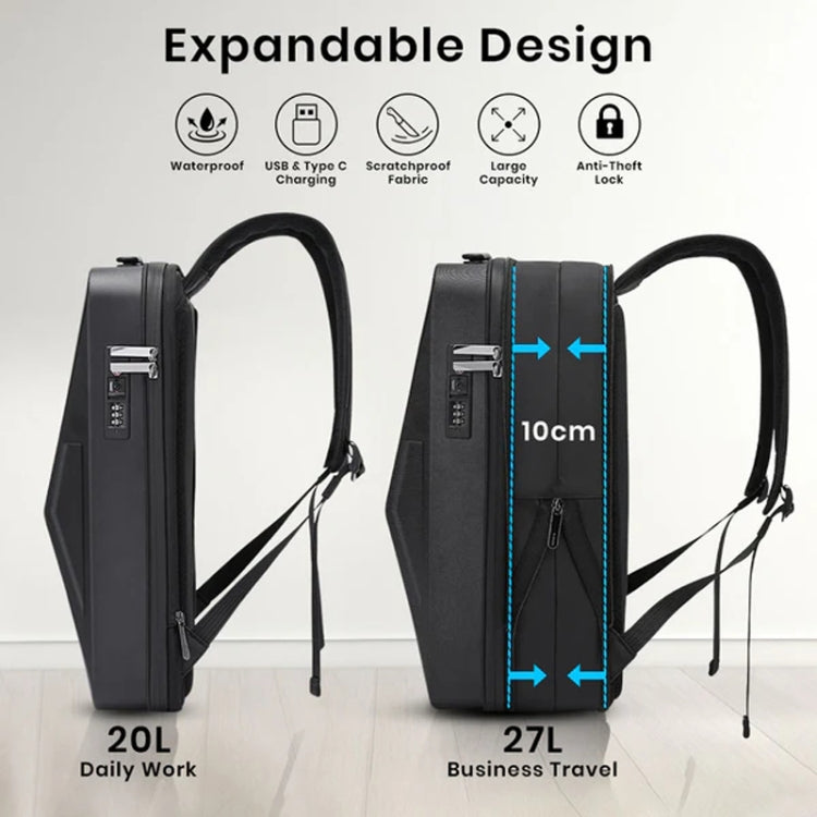 BANGE BG-2956 Expandable Hard Shell Computer Bag Men Business Backpack, BG-2956