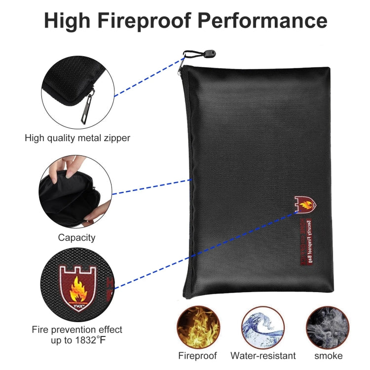 Fireproof Waterproof Document And Money Bag Cash Envelope For Jewelry Passport Valuables, 13.4x9.8in, 11.4x7.9in, 10.6x6.3in