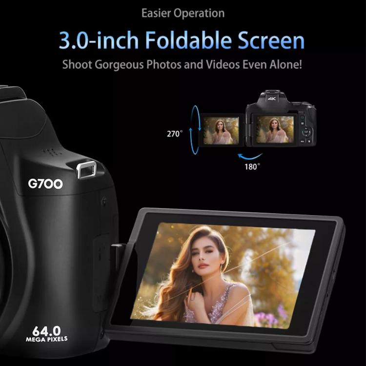 Ordro 4K Ultra HD Rotating Screen Optical Zoom Digital Camera, G700