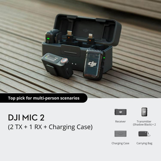 Original DJI Mic 2 (2 TX + 1 RX + Charging Case), 2 TX + 1 RX + Charging Case