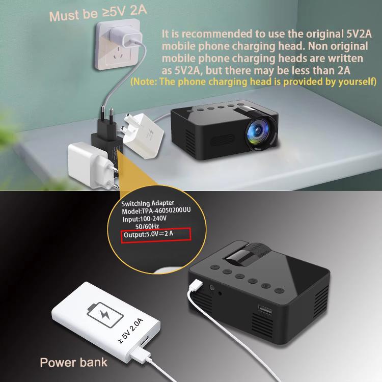 YT100 Suppor 1080P Mini Portable Projector WiFi Wireless Mirroring For IOS Android Smartphone