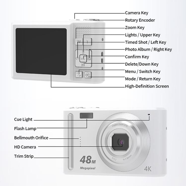 DC03H 2.4-Inch 16X Digital Zoom Electronic Image Stabilization 4K HD Digital Camera