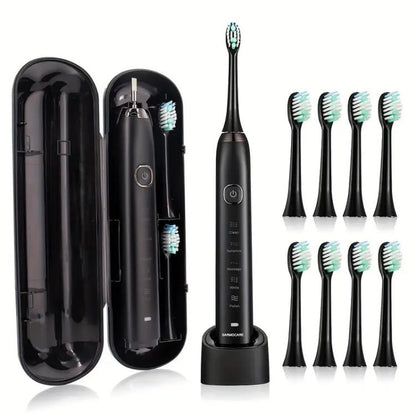 Sarmocare S100 IPX7 Waterproof Portable Sonic Electric Toothbrush with 8-brush Heads