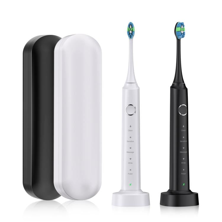 IPX7 Waterproof Smart Portable Sonic Electric Toothbrush with 6-brush Heads