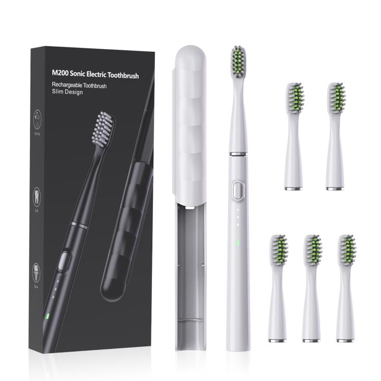 M200 IPX7 Waterproof Smart Timing Portable Electric Toothbrush with 6-brush Heads