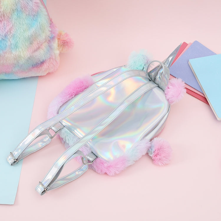 Unicorn Backpack Bag For Teenager Colorful Fur Leather Schoolbag Female Travel Shoulder Bag