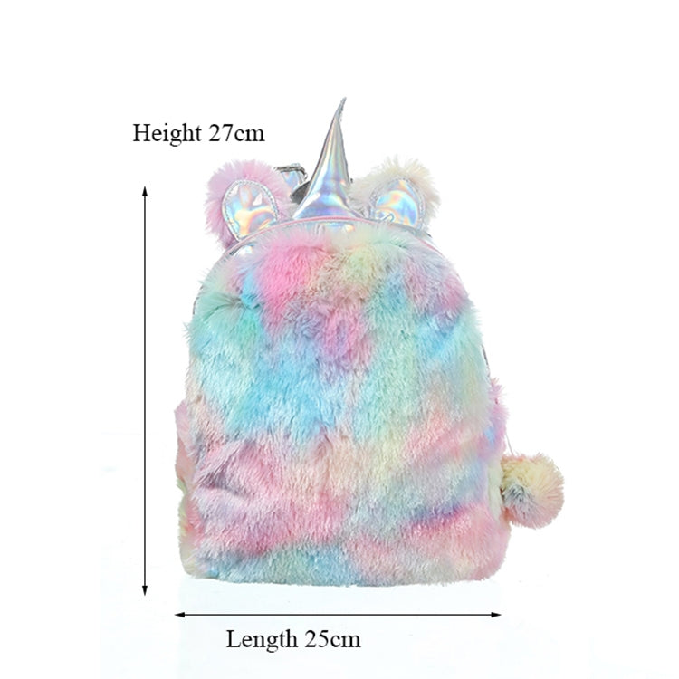 Unicorn Backpack Bag For Teenager Colorful Fur Leather Schoolbag Female Travel Shoulder Bag