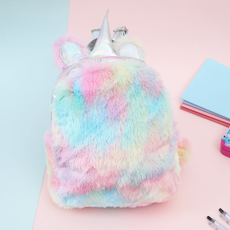 Unicorn Backpack Bag For Teenager Colorful Fur Leather Schoolbag Female Travel Shoulder Bag