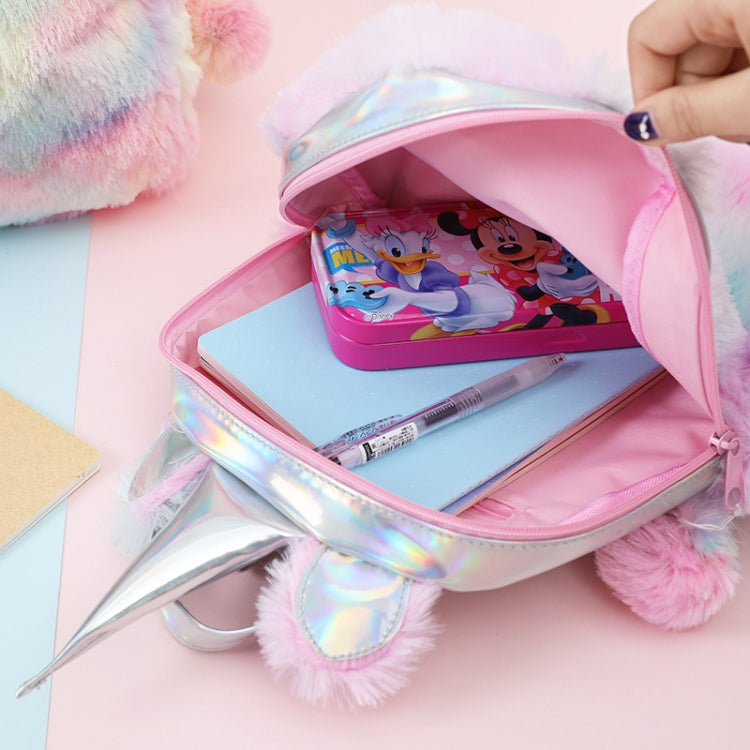 Unicorn Backpack Bag For Teenager Colorful Fur Leather Schoolbag Female Travel Shoulder Bag