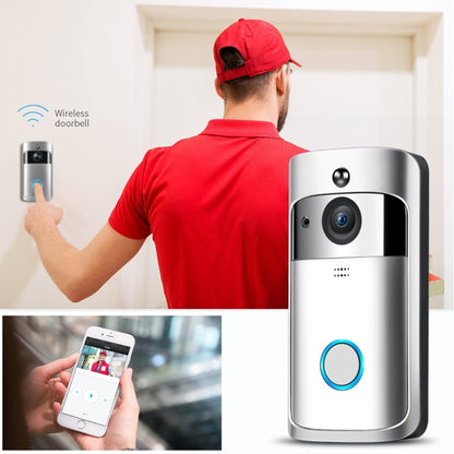 M4 720P Smart WIFI Ultra Low Power Video PIR Visual Doorbell with 3 Battery Slots,Support Mobile Phone Remote Monitoring & Night Vision & 166 Degree Wide-angle Camera Lens