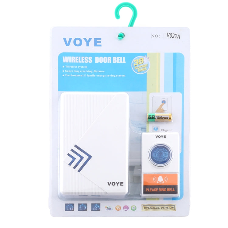 VOYE V022A Home Music Remote Control Wireless Doorbell with 38 Polyphony Sounds, V022A