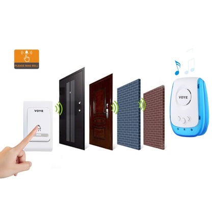 VOYE V009B Home Music Remote Control Wireless Doorbell with 38 Polyphony Sounds, US Plug, V009B