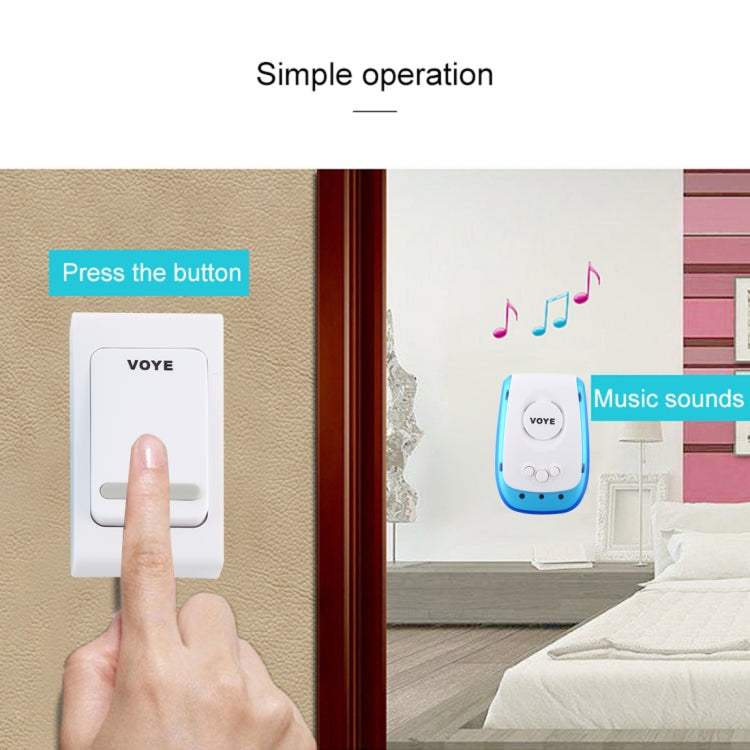 VOYE V009B Home Music Remote Control Wireless Doorbell with 38 Polyphony Sounds, US Plug, V009B