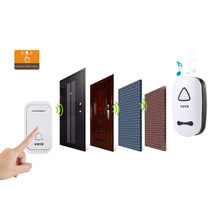 VOYE V025F Home Music Remote Control Wireless Doorbell with 38 Polyphony Sounds, US Plug, V025F